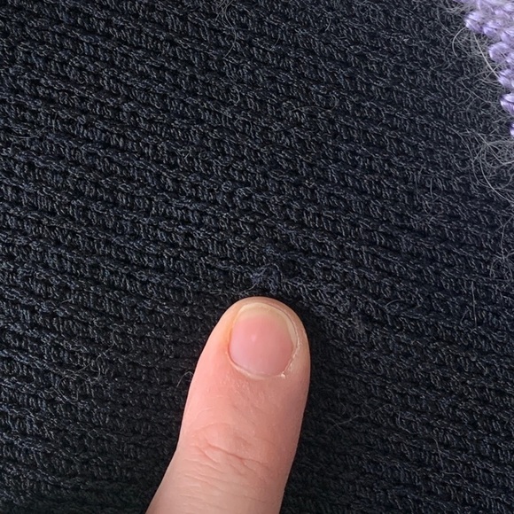 Vintage Lara Ferrante Angora Sweater Faux Leather Flowers Sequins Black Purple L - Picture 8 of 11